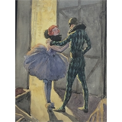 English School (Early/mid 20th century): Backstage before the Performance, watercolour unsigned 35cm x 24cm