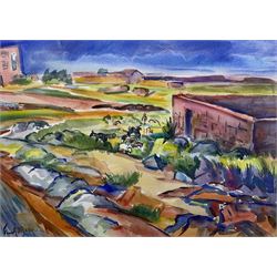 Freek van den Berg (Dutch 1918-2000): Continental Summer Landscape, watercolour signed 50cm x 70cm