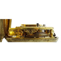 George III gilt metal, triple cased verge fusee pocket watch, for the Turkish market by Benjamin Barber, London, No. 6187, tulip pillars, pierced and engraved balance cock decorated with a classical urn, white enamel dial with Turkish numerals, the outer tortoiseshell case, with pique work borders