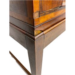 19th century inlaid mahogany side table, crossbanded in stain wood, fitted with recessed top and surrounding drawers