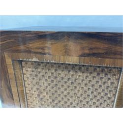 1930s Marconi model 296 valve radio, with Bakelite knobs and trim and 'M' over speaker fret, H40cm W46cm D27cm, together with 1930s Ferguson 702 valve radio with Bakelite knobs, H47cm