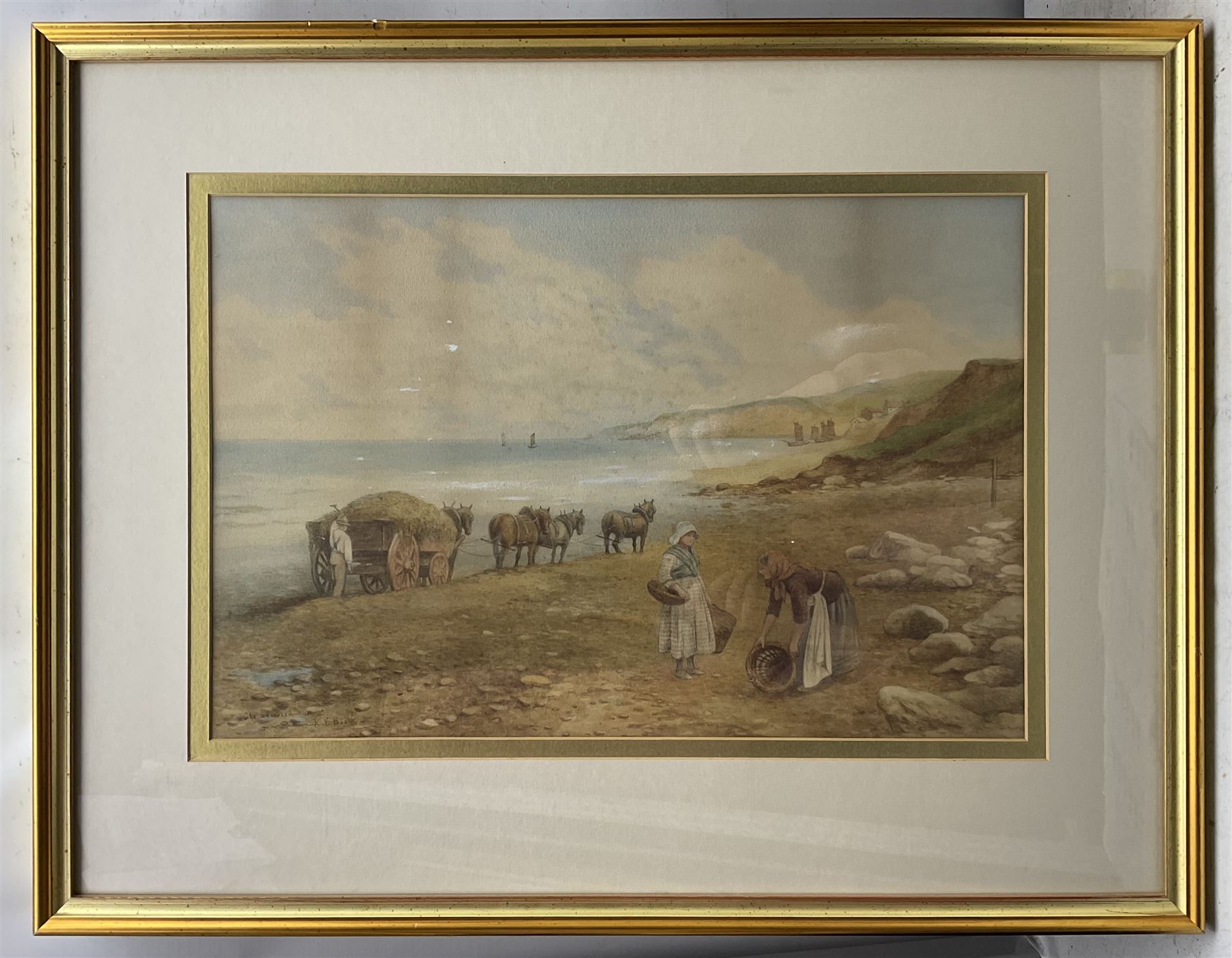 Kate E Booth (British fl.1850-1898): 'The Seaweed Cart', watercolour signed and titled 33cm x 50cm
