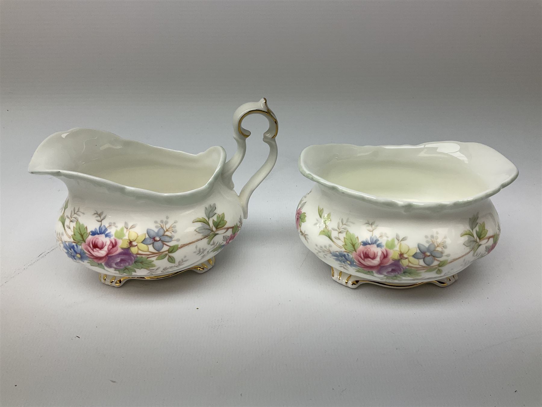Royal Albert Colleen pattern tea ware comprising teapot, milk jug, sucrier, four cups and six saucers