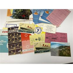 Collection of maritime ephemera relating to the Cunard Line R.M.S. Queen Mary, News of the World Christmas Cruise 1965, to include postcards, itineraries, programmes, luggage labels, souvenirs, etc 