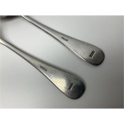 WW2 German Luftwaffe Mess cutlery comprising table spoon and fork, each with H.M.Z.38 mark; WW1 British War Medal awarded to L-13858 Gnr. J. McCabe R.A.; and small quantity of military badges, rank pips etc