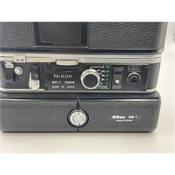 Nikon F2A Photomic camera body, serial no. 7844439, with 'Nikon Zoom-NIKKOR 35-70mm 1:3.5-4.8' lens, serial no. 5352031, Nikon MD1 Motor Drive, serial no. 208608 and Nikon MB1 battery pack