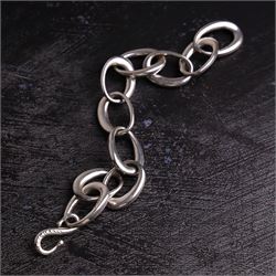 Chanel silver bracelet, with ten oval interlocking links and a hook clasp, London 2000