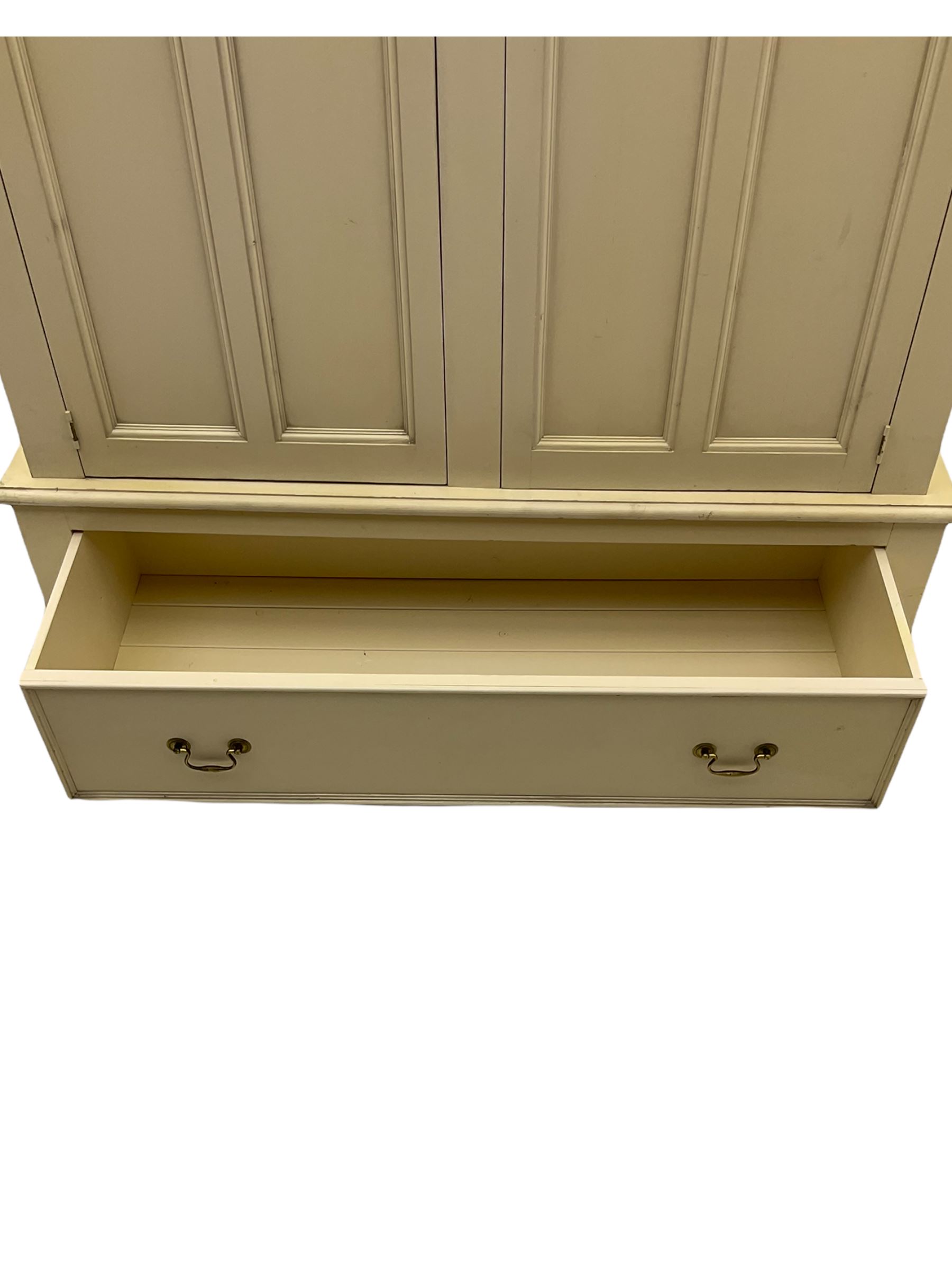 Laura Ashley cream finish double wardrobe with drawer to base, panelled doors