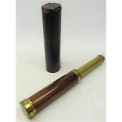  19th century four-draw brass and rosewood telescope by F. Cox of 100 Newgate Street, London with case, L89cm  