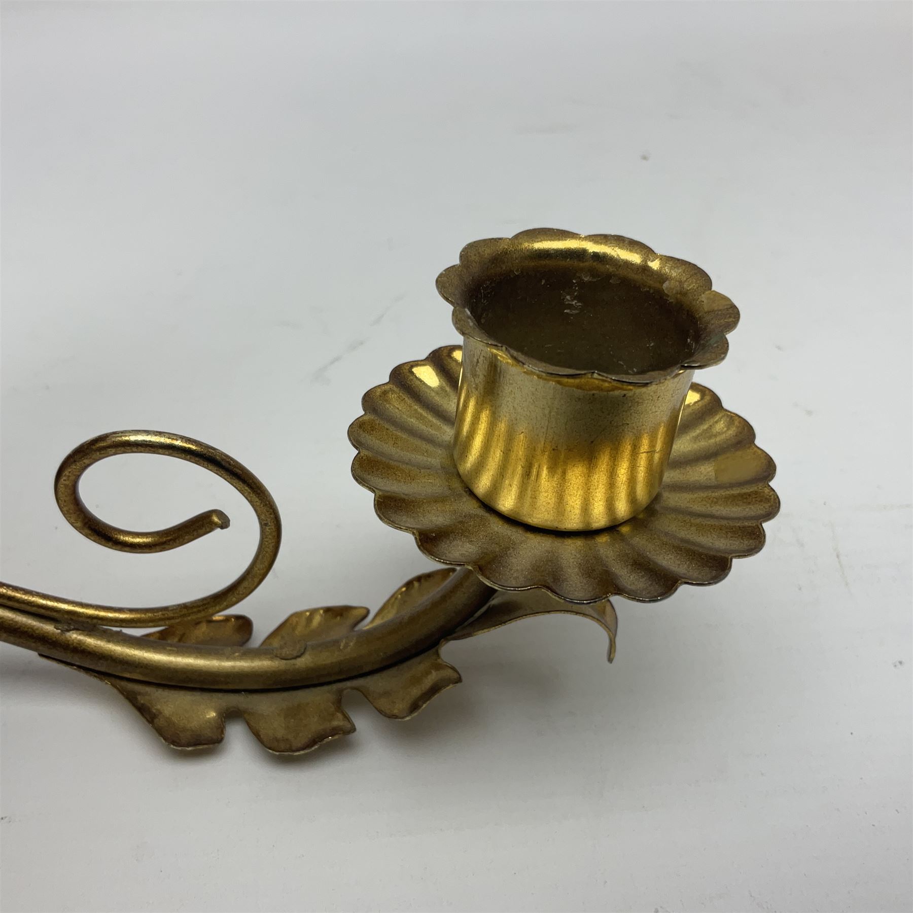 Pair of gilt wood single branch wall sconces, H40cm