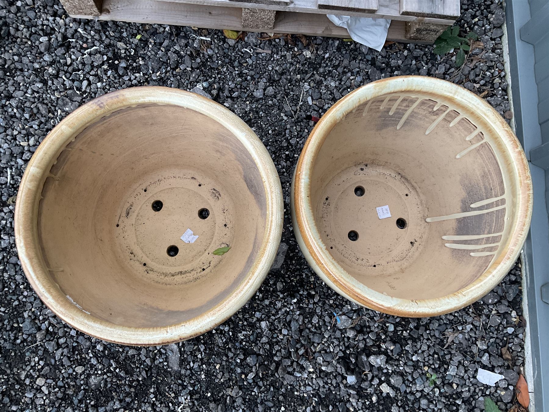 Pair of circular glazed garden planters - THIS LOT IS TO BE COLLECTED BY APPOINTMENT FROM DUGGLEBY STORAGE, GREAT HILL, EASTFIELD, SCARBOROUGH, YO11 3TX
