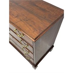 Early 19th century walnut chest, the rectangular moulded top over two short and three long drawers, on bracket feet