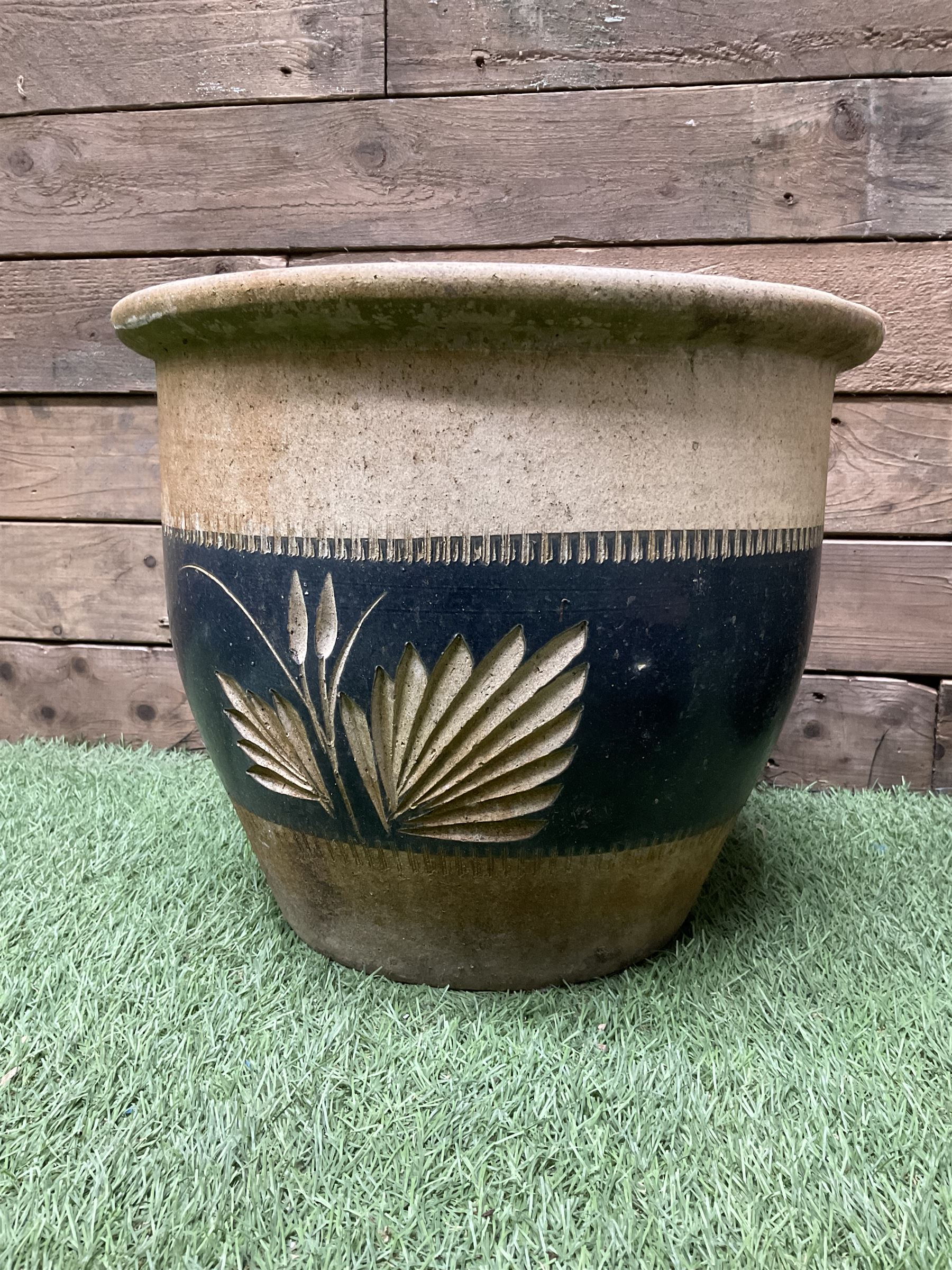 Five terracotta glazed planters 