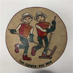 1950s/60s Palitoy 'Bill & Ben The Flower Pot Men' glove puppet; boxed; and 'The Flower Pot Men' vinyl drum shaped foot-stool/pouffe depicting Bill & Ben with sweeping brushes (2)