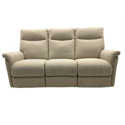 Rogers of York - three seat electric reclining sofa (W185cm), and matching two seater (W135cm), upholstered in beige fabric