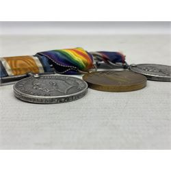 WW1 British Royal Navy Campaign and Royal Naval Fleet Reserve Long Service and Good Conduct group of five medals comprising British War Medal, 1914-15 Star and Victory Medal awarded to SS.113274 J.W. Baines Sto.1 R.N.; Naval general Service Medal to J.W. Baines Sto.1 N.B.; and Royal Fleet Reserve Long Service and Good Conduct Medal to SS.113274 (Dev. B.7397) J.W. Baines Sto.1 R.F.R.; all with ribbons