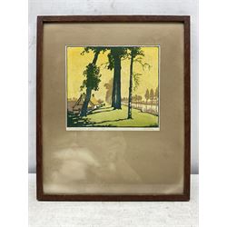 Robert Leslie Howey (British 1900-1981): 'Canal of Damme - Belgium', woodcut in colours signed titled and numbered 32/100 in pencil 19cm x 21cm