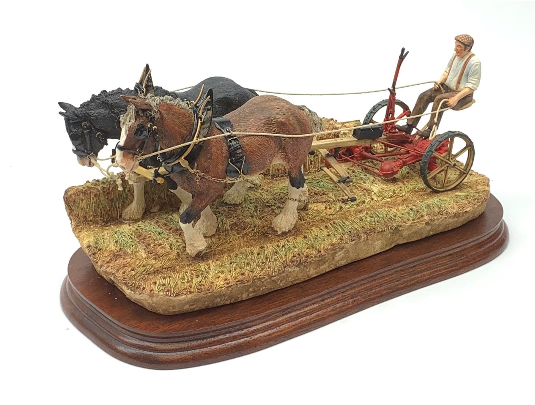 A limited edition Border Fine Arts figure group, Hay Cutting Starts Today (Standard Edition), model no B0405A by Ray Ayres, 430/950, on wooden bases, figure L32cm. 