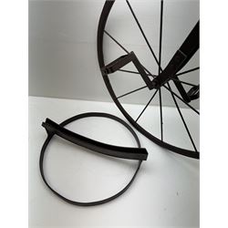 Painted metal model of a penny farthing, H79cm, W93cm