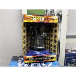 Doctor Who collectables to include ‘British Icon Dalek’ limited 50th anniversary edition in original box, collectors cookie jar, Dalek and Tardis related figures, sonic screwdrivers, small quantity of stamps, framed prints, books etc 
