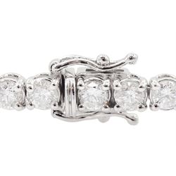 18ct white gold round brilliant cut diamond bracelet, total diamond weight approx 7.10 carat
