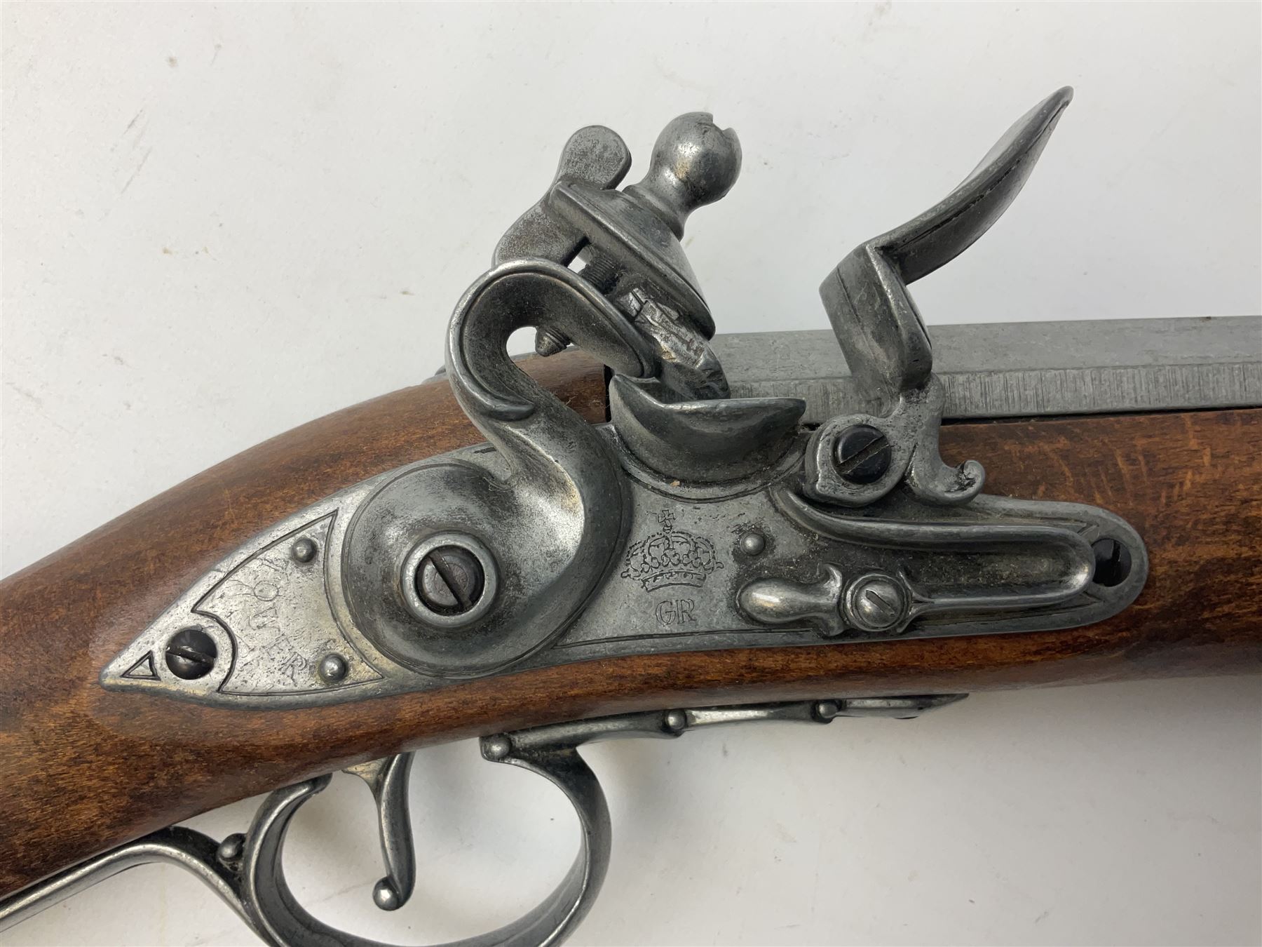 Webley Mark III .22 Sports Starting Pistol, top venting, with bakelite grips, boxed with instructions; and a reproduction Georgian Tower flintlock blunderbuss (2)
