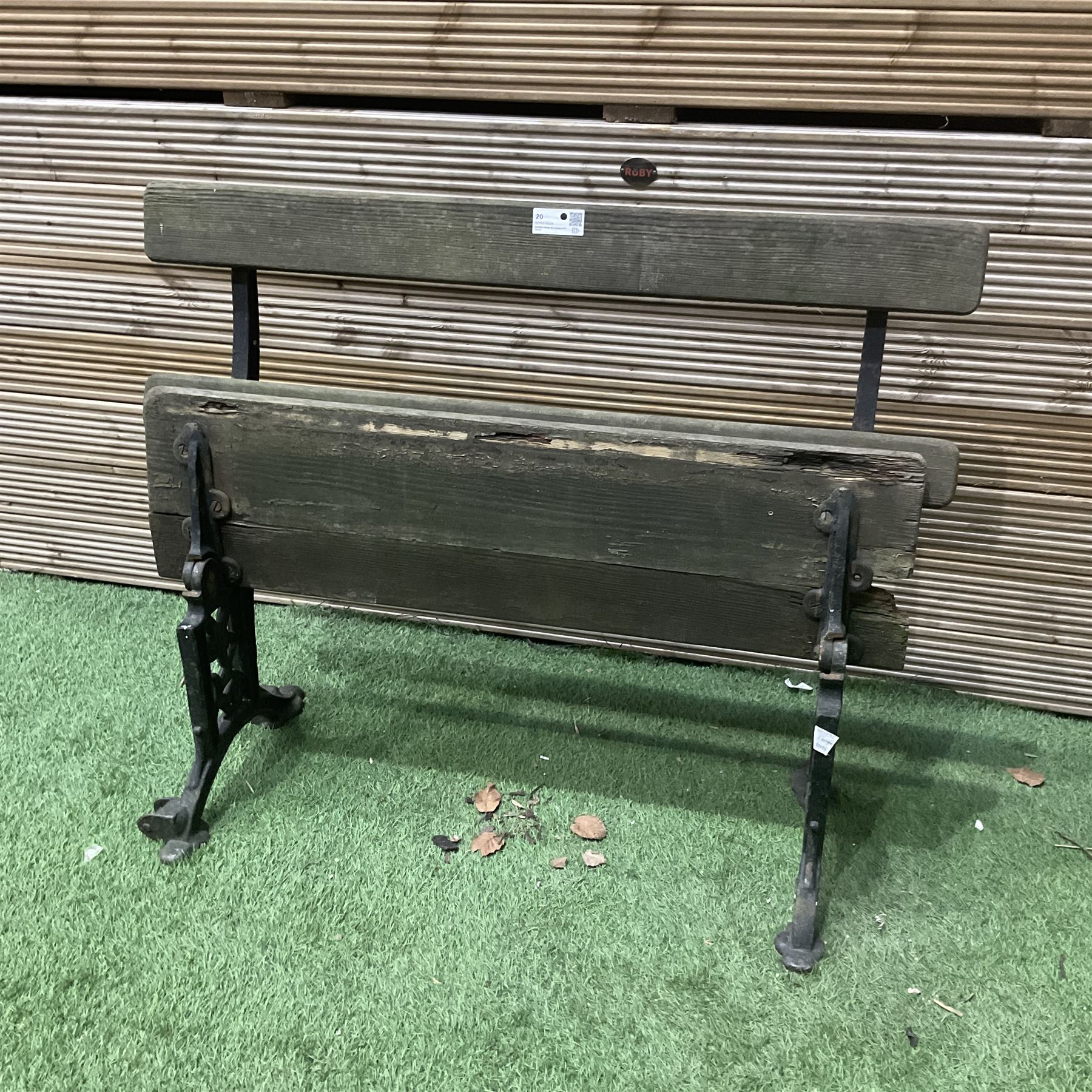 Early 20th century cast iron and wood slatted, foldable garden bench - THIS LOT IS TO BE COLLECTED BY APPOINTMENT FROM DUGGLEBY STORAGE, GREAT HILL, EASTFIELD, SCARBOROUGH, YO11 3TX