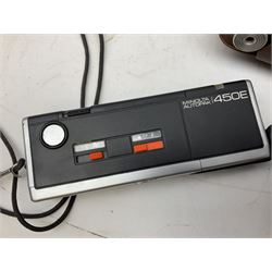 Minolta SRT101 camera, together with Halina camera, Fujifilm DX-8, Canon digital IXUS 1001S and other cameras and accessories 