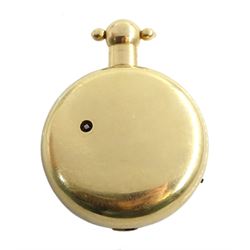 George III 18ct gold pair cased English lever fusee pocket watch by John Bolton, Durham, No. 844, round baluster pillars, engraved balance cock with flower decoration and diamond endstone, stop/work lever, cream enamel dial with Roman numerals and subsidiary seconds dial, case makers mark V&R, Chester 1819