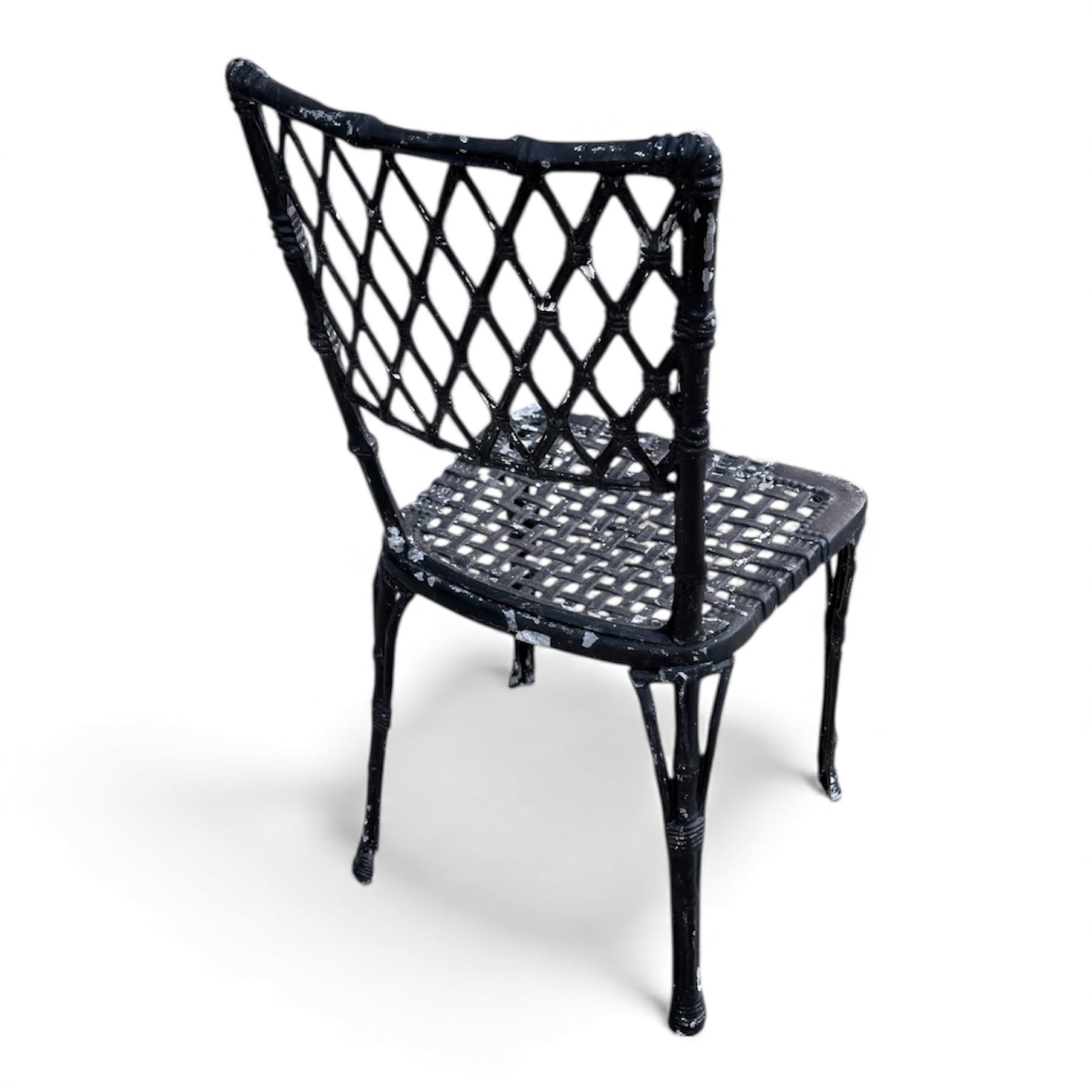 Cast aluminium garden table and chairs in a black finish