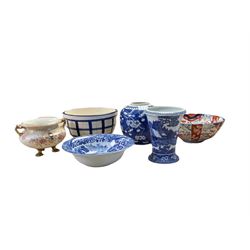 Wedgwood Fallow Deer pattern trumpet vase, together with Spode Italian pattern bowl, Imari decorated bowl and other ceramics 