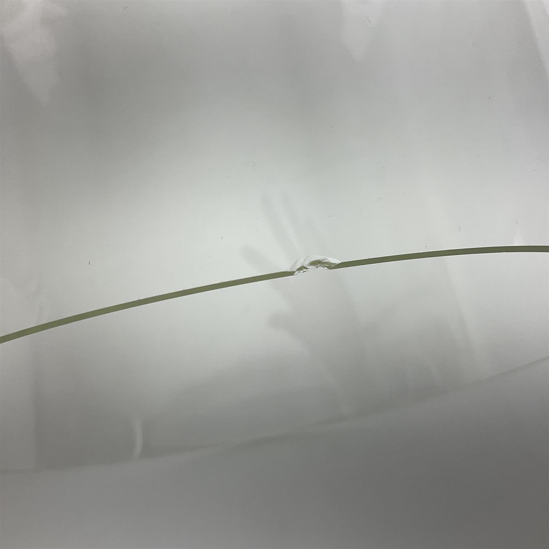 Tabletop glass display cabinet, with hinged door, together with two glass domes