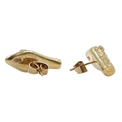 Pair of 9ct gold snake stud earrings with ruby eyes