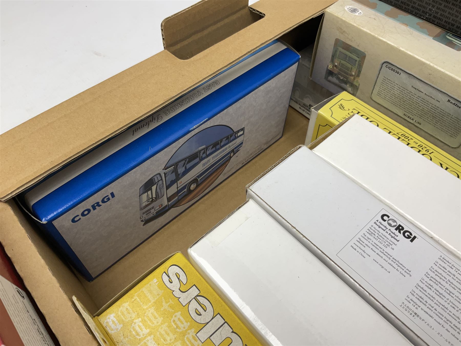 Corgi Limited Edition scale die-cast models including a Ford Transit Wrecker - AA, 50th Anniversary 1:50 scale model; AN13009 Dennis F125 Simon Snorkel SS263,  limited edition 1:50 scale Austin 4 wheel Platform Lorry in BRS livery, Guy Invincible 8 Wheel Platform Lorry and others, all boxed (20)