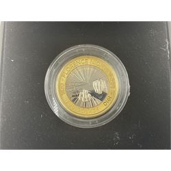 Two The Royal Mint United Kingdom silver proof two pound coins, comprising 2009 'Charles Darwin' and 2010 'Florence Nightingale', both cased with certificates