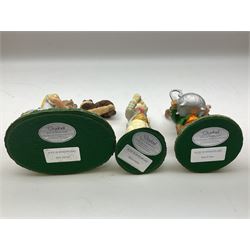 Goebel Alice in Wonderland figures, comprising Alice and Cat, White Rabbit, Queen of Hearts, March Hare, Tweedle Dee and the Mock Turtle, largest H18cm