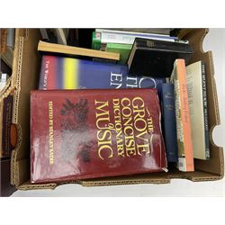 Collection of books, to include fiction and non fictions, with authors Bill Bryson, Shakespeare, Deedes etc, together with various records, in five boxes 
