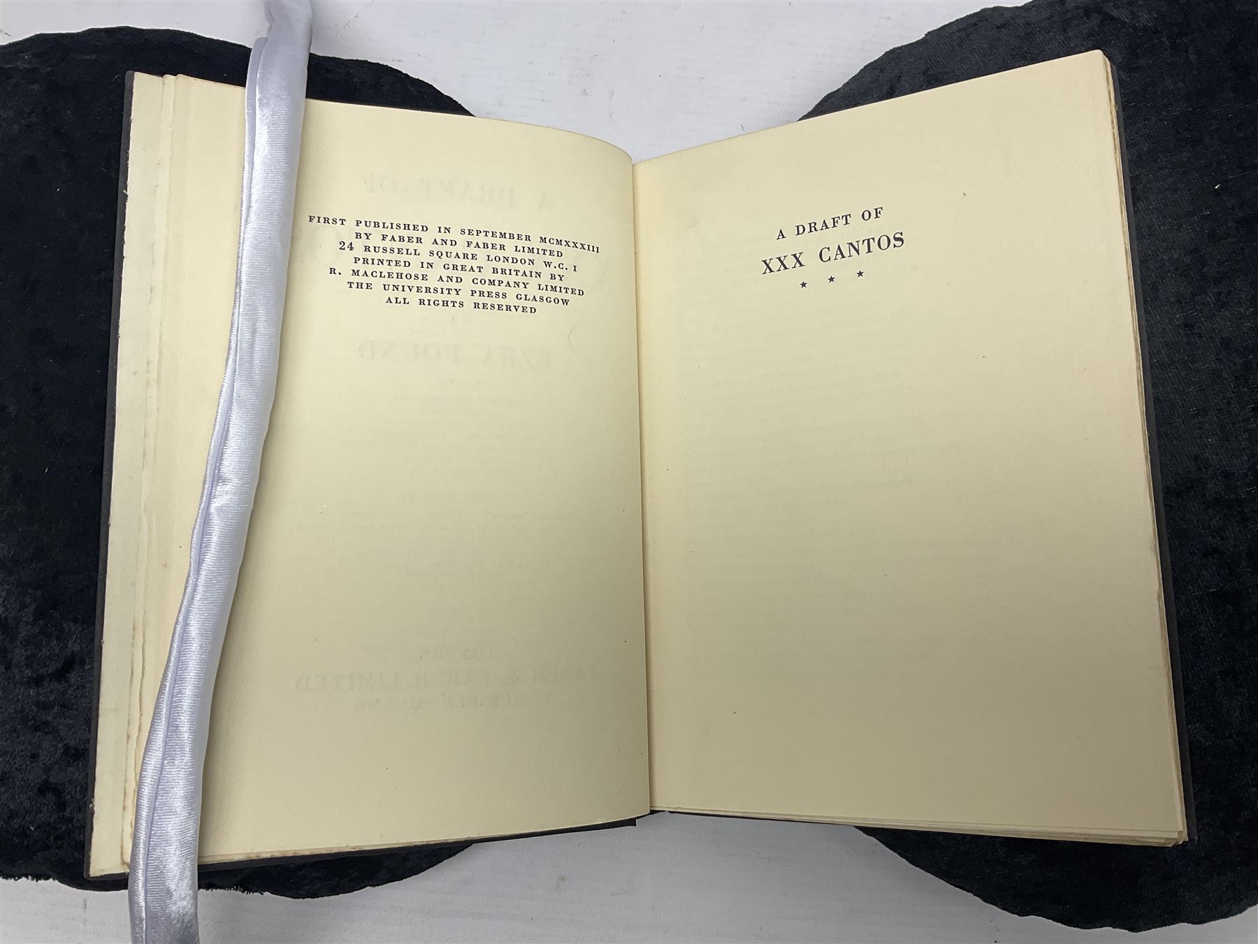 Ezra Pound; A Draft of XXX Cantos, Faber & Faber Limited 1933 