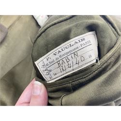 WW2 French Artillery Officer's greatcoat; bears label 'P. Vauclair 40 Boul. du Montparnasse Paris (inscribed to) Mr. Babin Le 17/4/40 No.674'