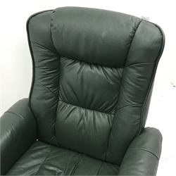 Recliner armchair upholstered in green faux leather (W77cm) and  matching footstool (2)