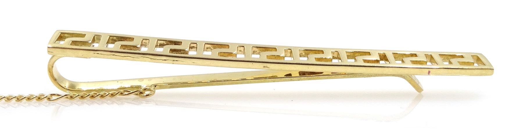 14ct gold Greek key design tie clip, stamped 585, approx 4.16gm
