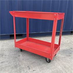 Red painted metal trolley on wheels  - THIS LOT IS TO BE COLLECTED BY APPOINTMENT FROM DUGGLEBY STORAGE, GREAT HILL, EASTFIELD, SCARBOROUGH, YO11 3TX