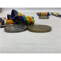 Family group of five WW1 medals for the East Yorkshire regiment comprising trio of 1914-15 Star, British War Medal and Victory medal awarded to 13-368 Pte. C. Padget; and British War Medal and Victory Medal to 201829 Pte. H.W. Padget; all with ribbons (5)