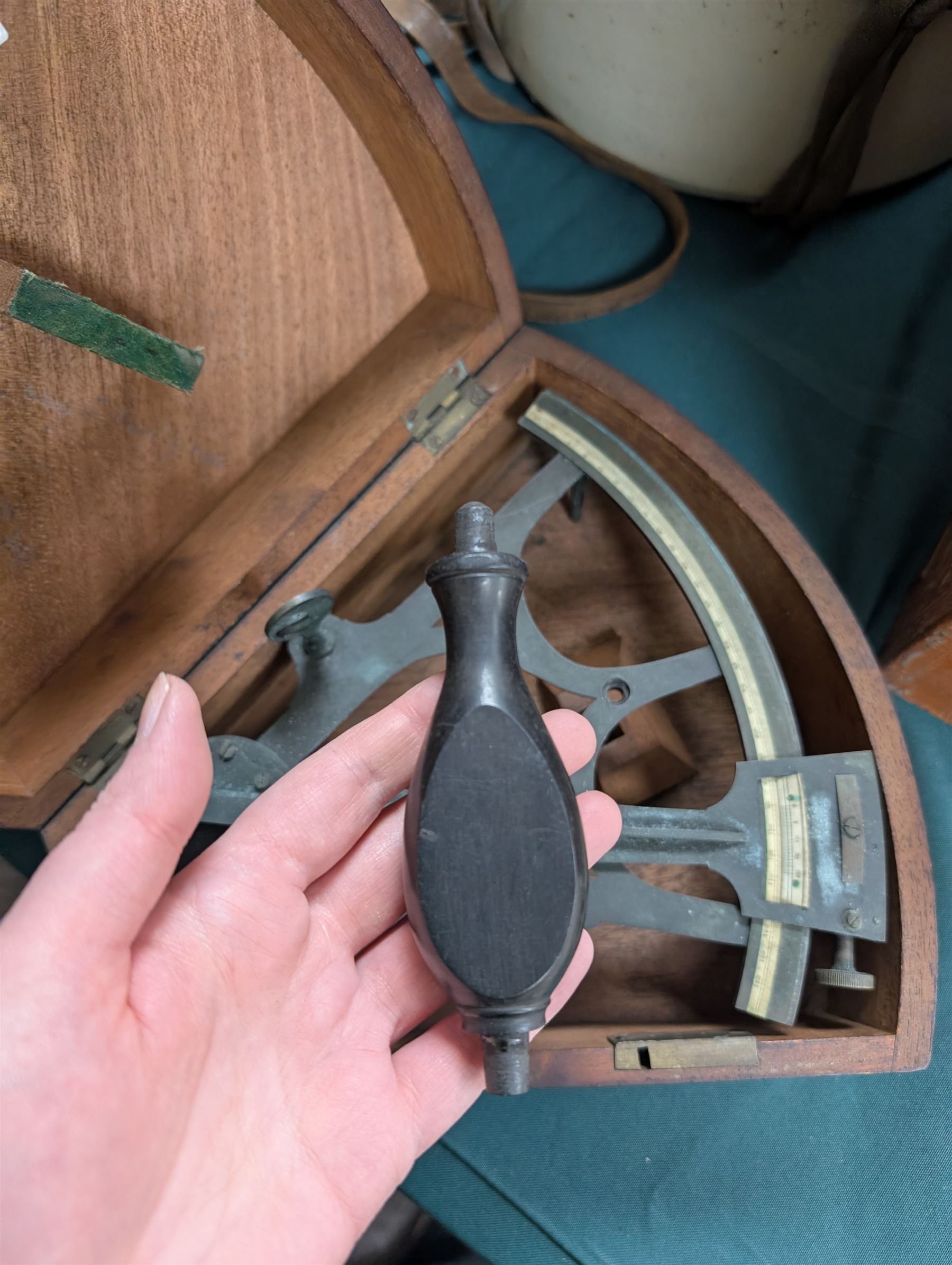 19th century Imray & Son lacquered brass sextant with ivory scale, contained within a mahogany case, inscribed Imray & Son 89 & 102 Minories
This item has been registered for sale under Section 10 of the APHA Ivory Act