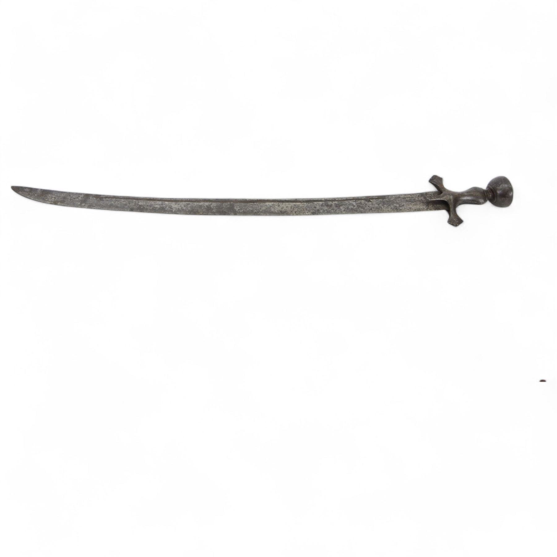 African Sudanese side-arm dagger with brass handle with cross detail, in leather scabbard, together with a collection of swords 