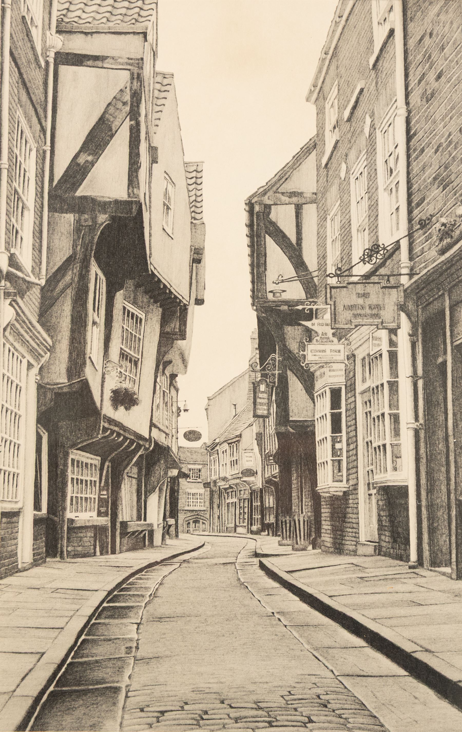 Stuart Walton (Northern British 1933-): York Minster from Precentor's Court, The Shambles - York, View of Lendal Bridge from Dame Judy Dench Walk and Steps Leading from Wellington Row beneath Lendal Bridge to the River Ouse, set of four prints signed with initials and dated '78 in pencil 27.5cm x 17.5cm (4)