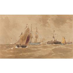 Thomas Bush Hardy (British 1842-1897): Sailboats on Choppy Seas - possibly Boulogne in Fra...