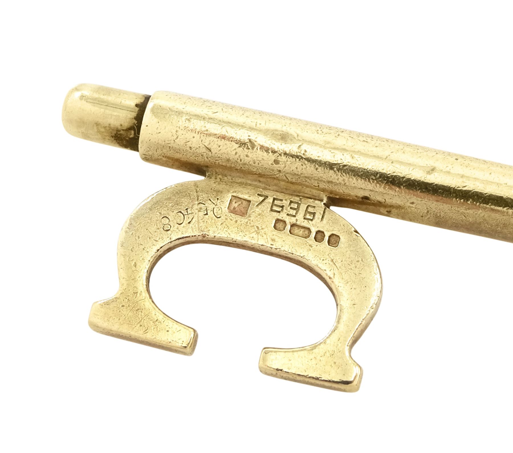 Cartier 9ct gold key pendant, London 1978