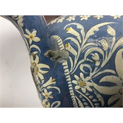 Swiss Thun pottery teapot and cover, decorated with edelweiss flowers, H16cm