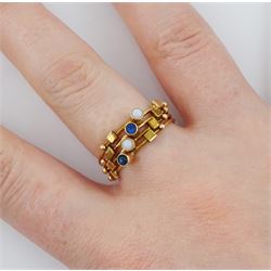 14ct gold opal and sapphire four band ring